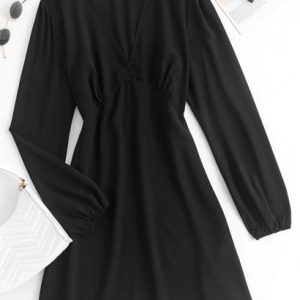 Long Sleeve Empire Waist Mini Dress