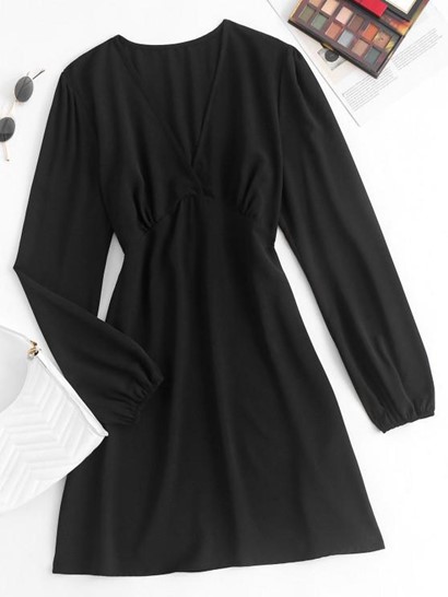 Long Sleeve Empire Waist Mini Dress