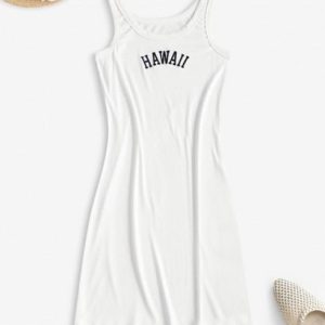 Embroidered Bodycon Tank Mini Dress
