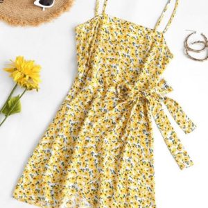 Floral Overlay Tie Sheath Sundress