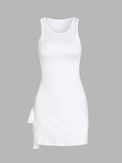 Tie Side Slit Slinky Mini Tank Dress