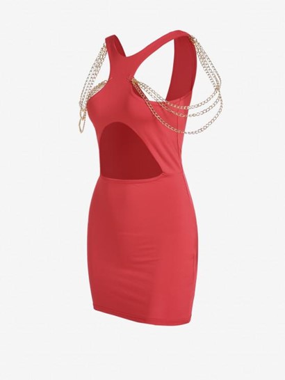 Cut Out Layered Chain Bodycon Dress - Image 2