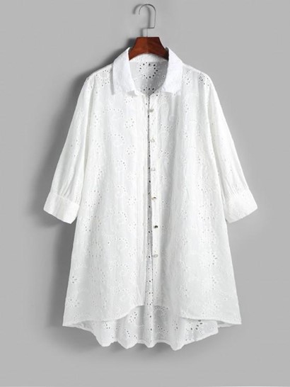 Eyelet Drop Shoulder Shirt Dress - Image 3