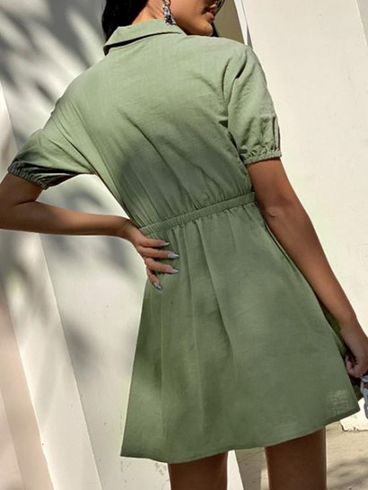 Half Button Flap Detail Mini Dress - Image 4