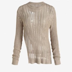 Semi Sheer Notched Side Sweater
