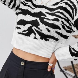 Tiger Print Cropped Sweater