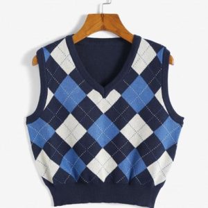 Argyle V Neck Sweater Vest