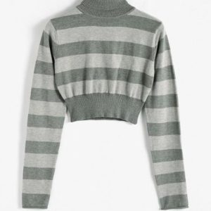 Colorblock Turtleneck Crop Jumper Sweater