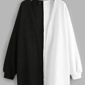 Two Tone Open Front Cardigan