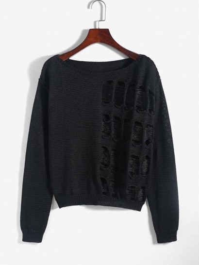 Cutout Ripped Sweater