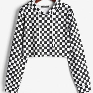 Cropped Checkerboard Hoodie