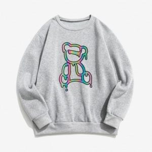 Iridescent Bear Graphic Thermal Lined Sweatshirt