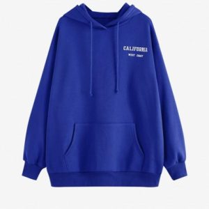 Kangaroo Pocket Letter Print Oversized Hoodie