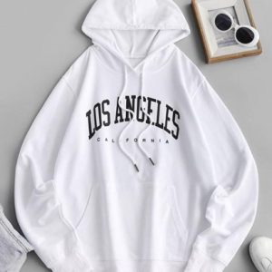 Cotton LOS ANGELES Graphic Pocket Hoodie