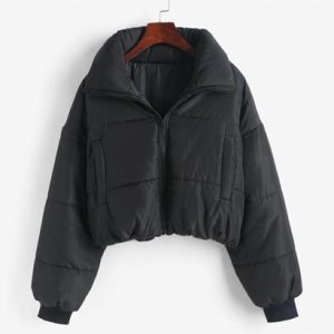 Zip Up Pockets Padded Coat