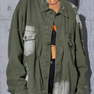 Faded Ripped Pocket Denim Jean Jacket