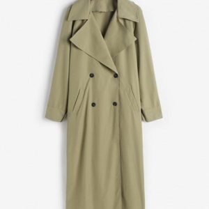 Pocket Double Breasted Maxi Trench Coat