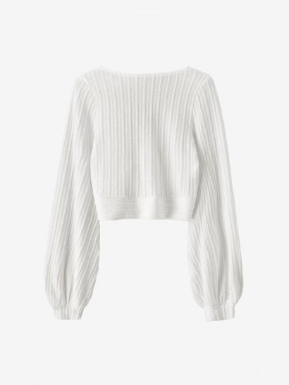 Cable Knit Surplice Cropped Knitwear - Image 2
