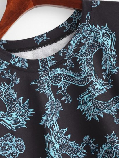 Drop Shoulder Dragon Oriental Sweatshirt - Image 3