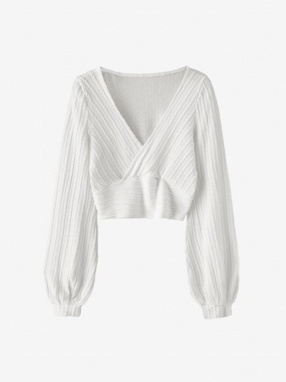 Cable Knit Surplice Cropped Knitwear - Image 4